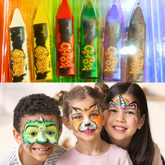 Beads & Crafts: Face and Body Paint Crayons Makeup Sticks for Kids, Adults and Artists (Pack of 12)