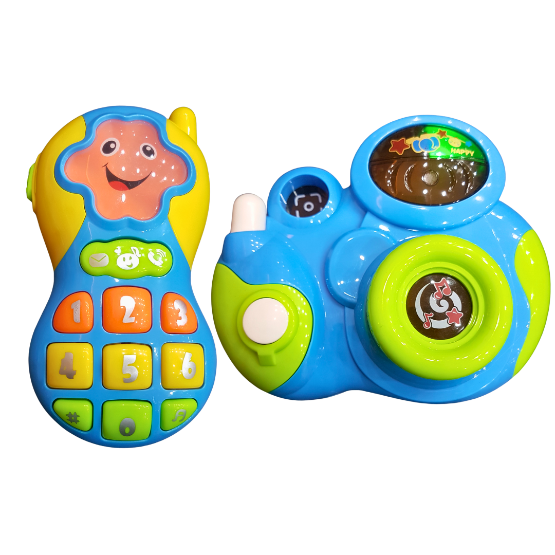 Bright & Fun Musical Learning Set - Interactive Toy Camera & Cellphone with Lights and Sounds for Toddlers