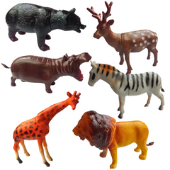 Vibrant Kids' Animal Playset: Zebra, Lion, Hippo, Stag, Bear & Giraffe - Endless Hours of Fun