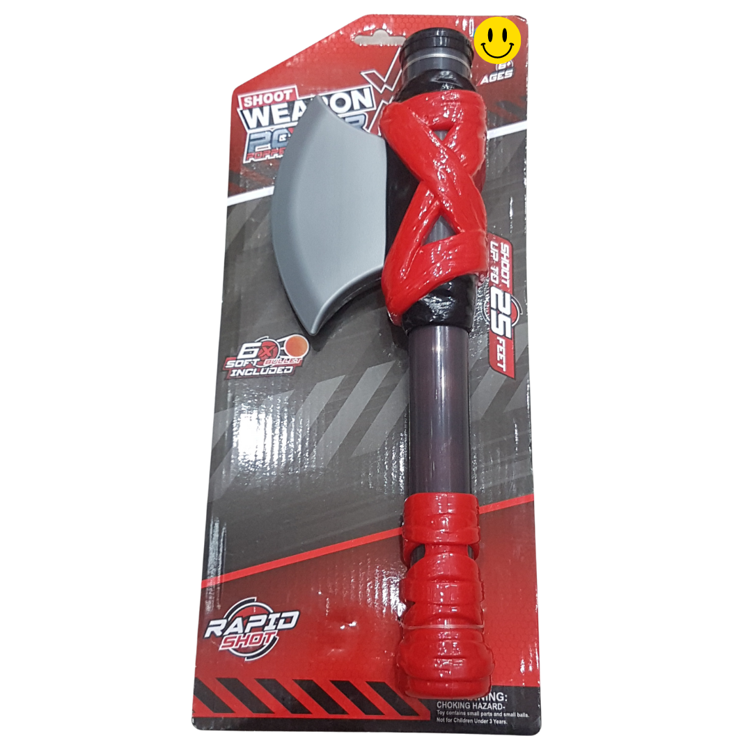 Rapid Shot Blaster Axe Toy with Soft Darts for Kids