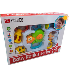 Happy Tunes 5-Piece Baby Rattles Set – Colorful Sensory Toy for Infants