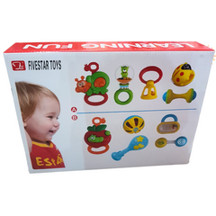 Happy Tunes 5-Piece Baby Rattles Set – Colorful Sensory Toy for Infants