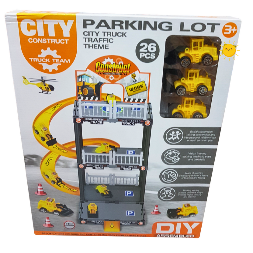 City Construct 26-Piece Parking Lot Playset - Construction-Themed Adventure for Ages 3+ Main image