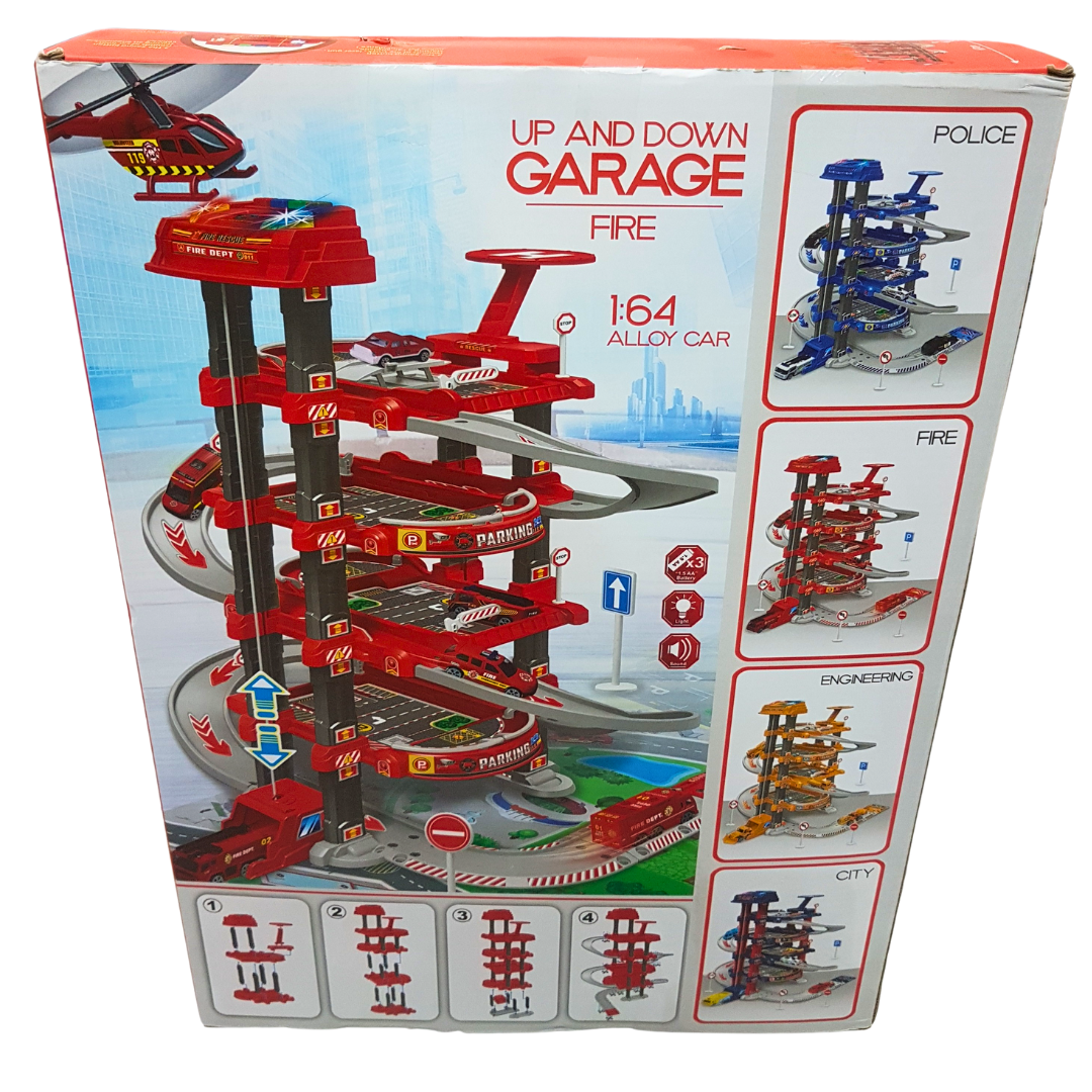 Fire Department Up and Down Garage Playset - 78-Piece Interactive Set for Ages 3+