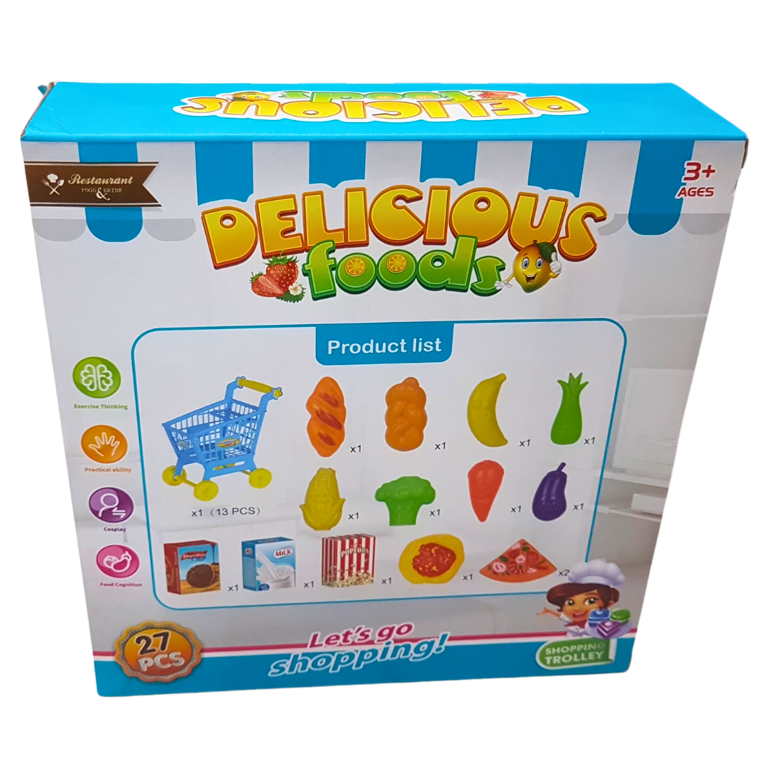 Delicious Foods Playset - 13pcs Gourmet Assortment with Shopping Trolley for Kids Ages 3+ | Educational & Fun Secondary image