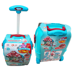 Portable Kitchen Playset for Kids Aged 3+ with Light & Sound - Hand Carry & Trolley Modes, Battery Operated