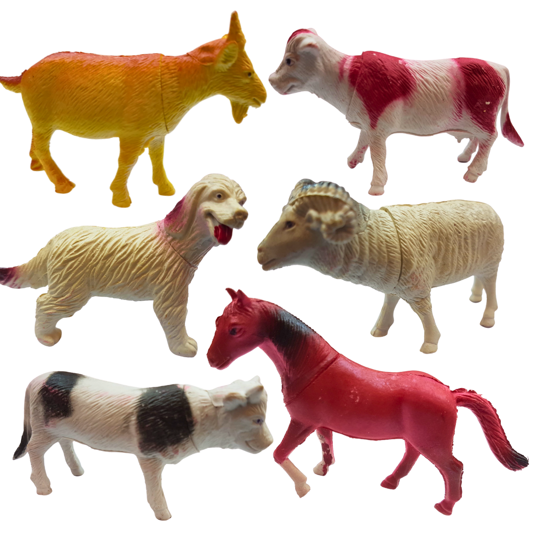 Premium 6-Piece Animal Set for Kids: Horse, Sheep, Cow, Ox, Dog, Goat - Perfect Educational Gift