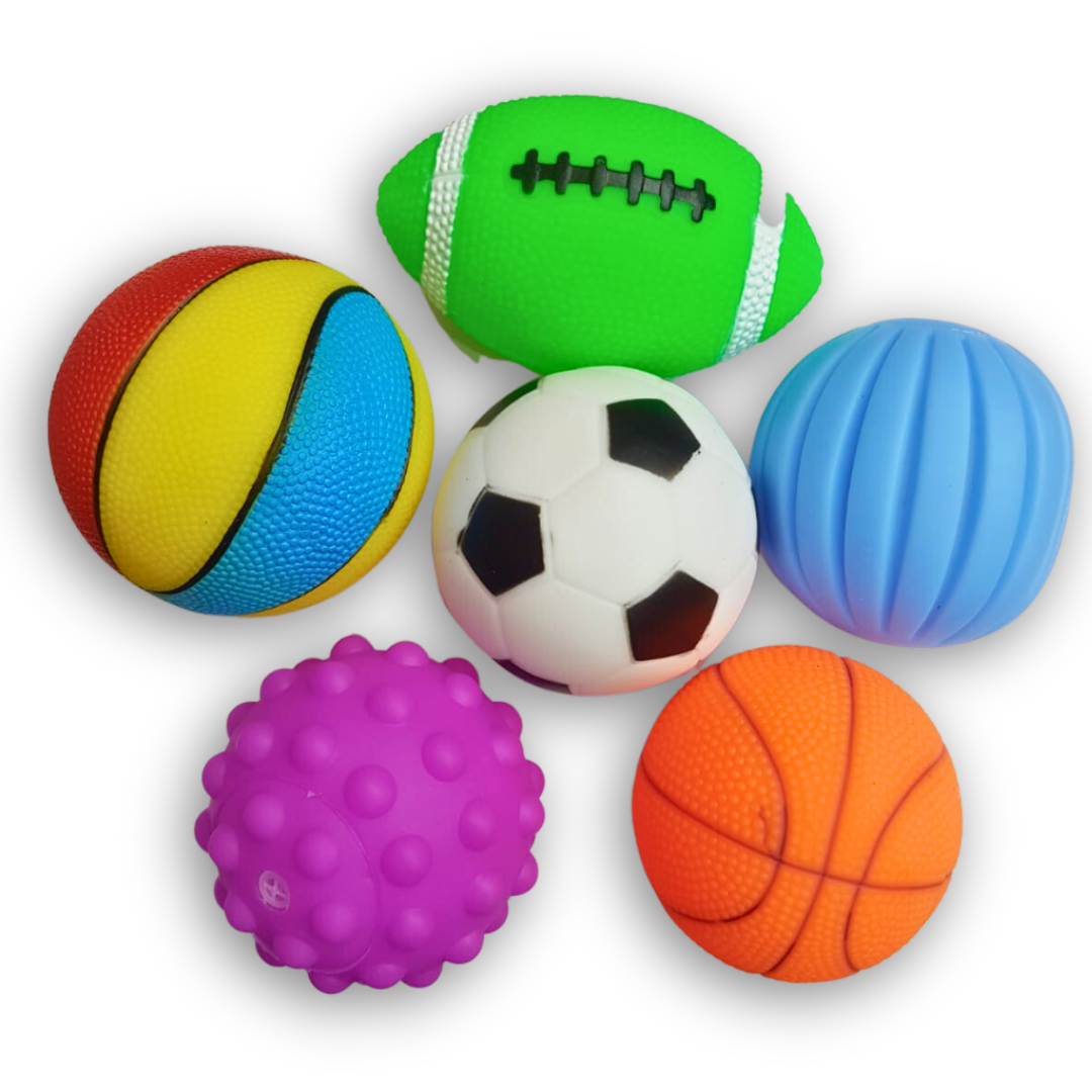 Pack of 6 colorful balls - press ball and chu chu funny sound will come out