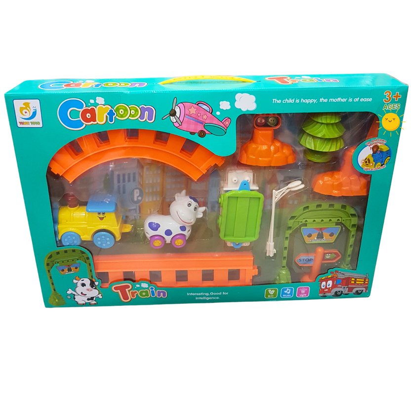 Cartoon City Train Playset - Colorful Railway Adventure for Toddlers, 3+ Years Main image