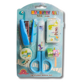 5-Piece Office Stationery Set: Premium Scissors, Mini Stapler & Pins, Dual Mini Tapes with Compact Dispenser – Ultimate Desk Organizer