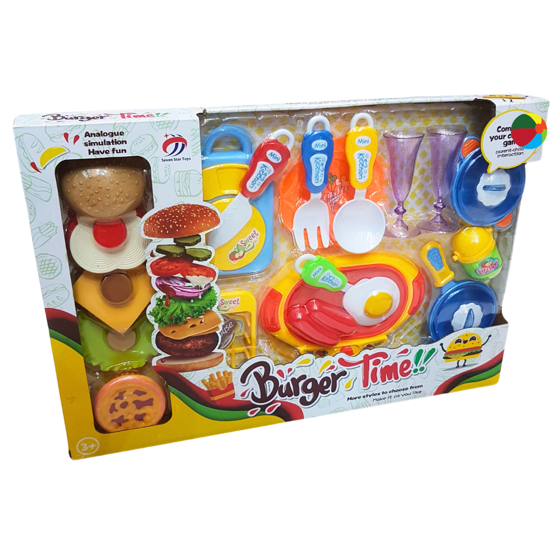 Burger Time Fun Meal Pretend Play Set - Foster Early Culinary Skills & Creativity