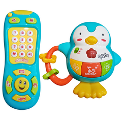 Cheerful Penguin & Cellphone Combo - Educational Musical Toys with Lights for Toddlers