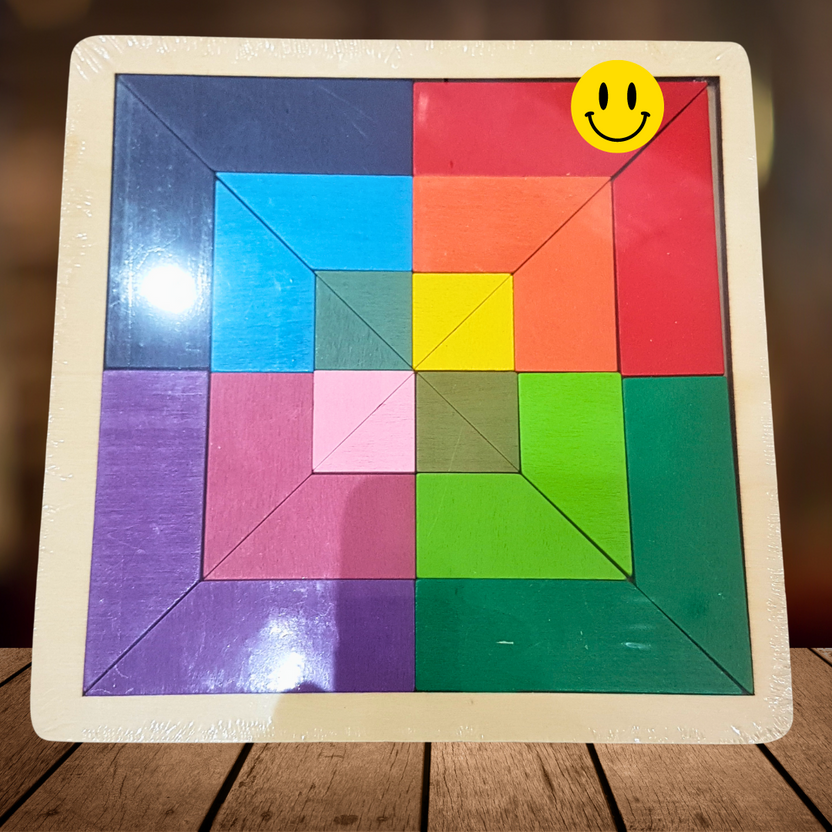 Creative Colors Wooden Tangram Puzzle - Geometric Brain-Teaser for Kids Main image