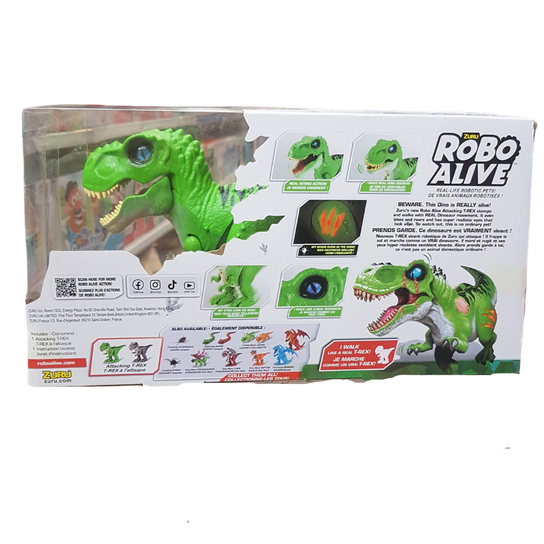 Robo Alive Realistic Roaring and Biting Dinosaur - Lifelike T-Rex Walking Robotic Pet Toy, Ideal Gift for Kids Aged 3+