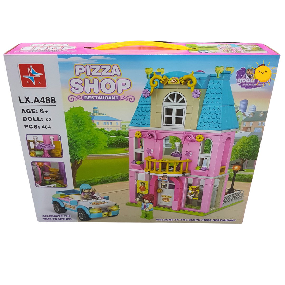Little Chefs Pizza Shop & Restaurant Building Kit - 404 Pieces LX.A488 ...