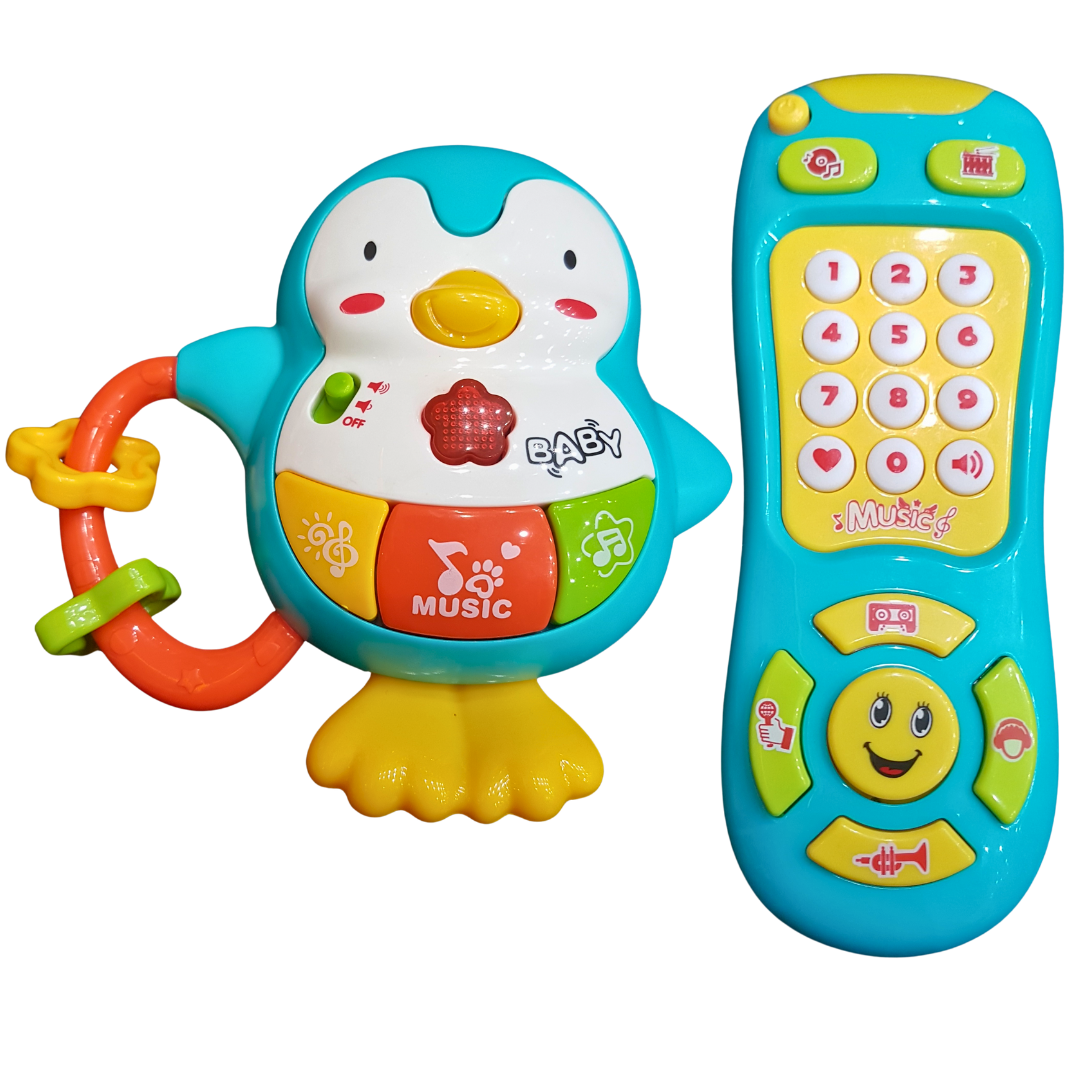 Cheerful Penguin & Cellphone Combo - Educational Musical Toys with Lights for Toddlers