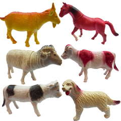 Premium 6-Piece Animal Set for Kids: Horse, Sheep, Cow, Ox, Dog, Goat - Perfect Educational Gift