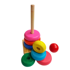 Premium Wooden Rainbow Tower: Educational Color & Size Sorting Toy for Toddlers