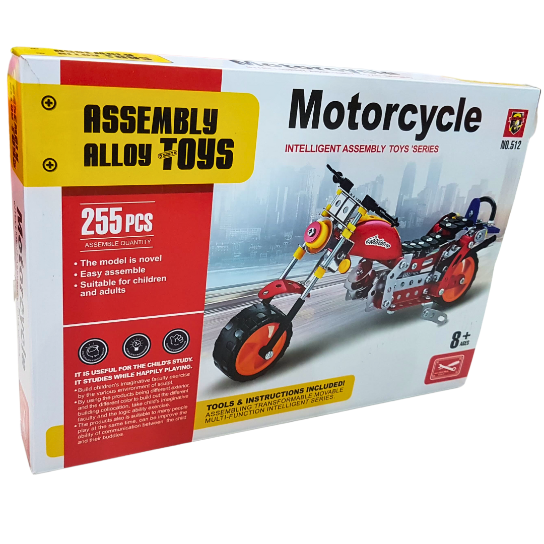 255-Piece Intelligent Motorcycle Assembly Alloy Toy Kit for Kids 8+ & Adults - Educational Building Set with Tools & Instructions