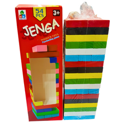 Jenga Wood Blocks Game - Multicolor, Edge-of-Your-Seat Fun for Kids & Adults, Ages 3+ | 54 Precision-Crafted Hardwood Blocks with Stacking Sleeve & Instructions