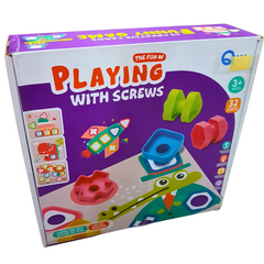 Interactive Screw Play Set for Ages 3+ | Washable, Educational Toy for Independent Skills & Cognitive Development | Includes 12 Creative Cards for Visual Training