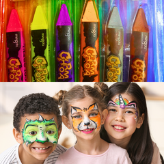 Beads & Crafts: Face and Body Paint Crayons Makeup Sticks for Kids, Adults and Artists (Pack of 12)