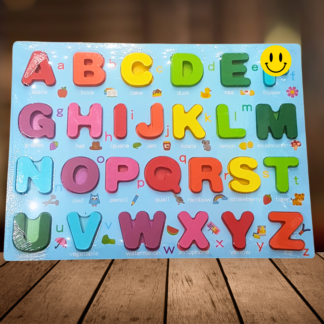 Alphabet Explorer Wooden Puzzle - Learn ABCs with Colorful Illustrated Objects