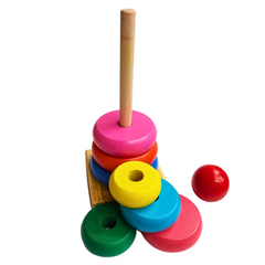 Premium Wooden Rainbow Tower: Educational Color & Size Sorting Toy for Toddlers
