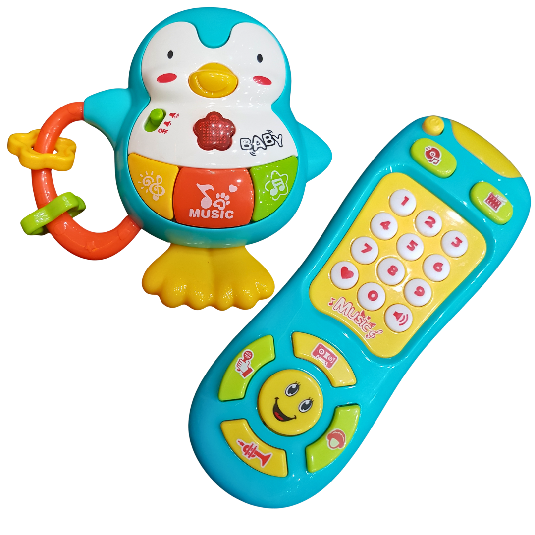 Cheerful Penguin & Cellphone Combo - Educational Musical Toys with Lights for Toddlers