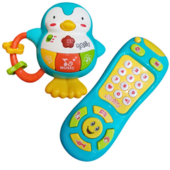 Cheerful Penguin & Cellphone Combo - Educational Musical Toys with Lights for Toddlers