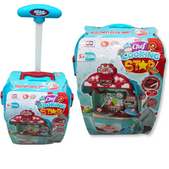 Portable Kitchen Playset for Kids Aged 3+ with Light & Sound - Hand Carry & Trolley Modes, Battery Operated