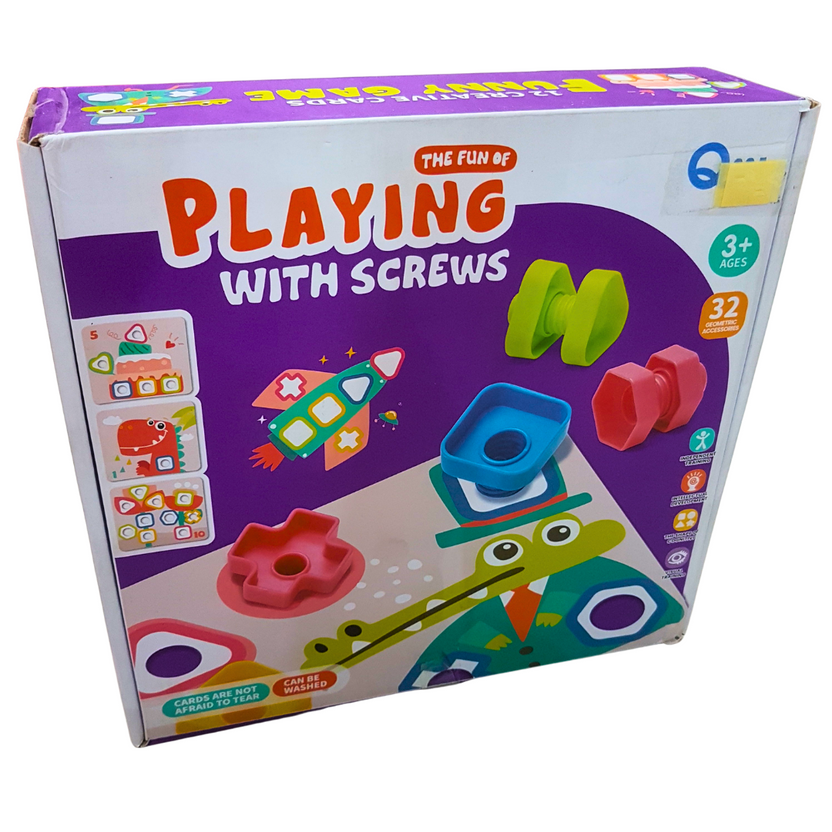 Interactive Screw Play Set for Ages 3+ | Washable, Educational Toy for Independent Skills & Cognitive Development | Includes 12 Creative Cards for Visual Training Main image