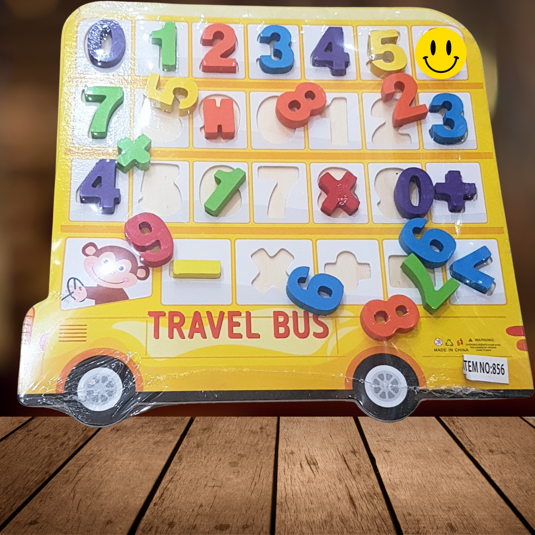 Numerical Fun Travel Bus Wooden Puzzle - Learn Numbers & Math Basics