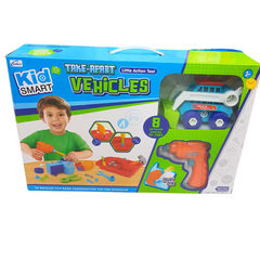 Kid Smart Take-Apart Vehicles - Build and Play Set with Power Drill for Preschoolers