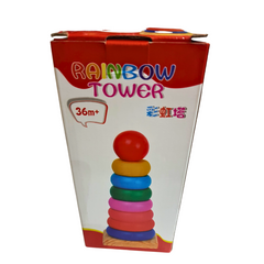 Premium Wooden Rainbow Tower: Educational Color & Size Sorting Toy for Toddlers