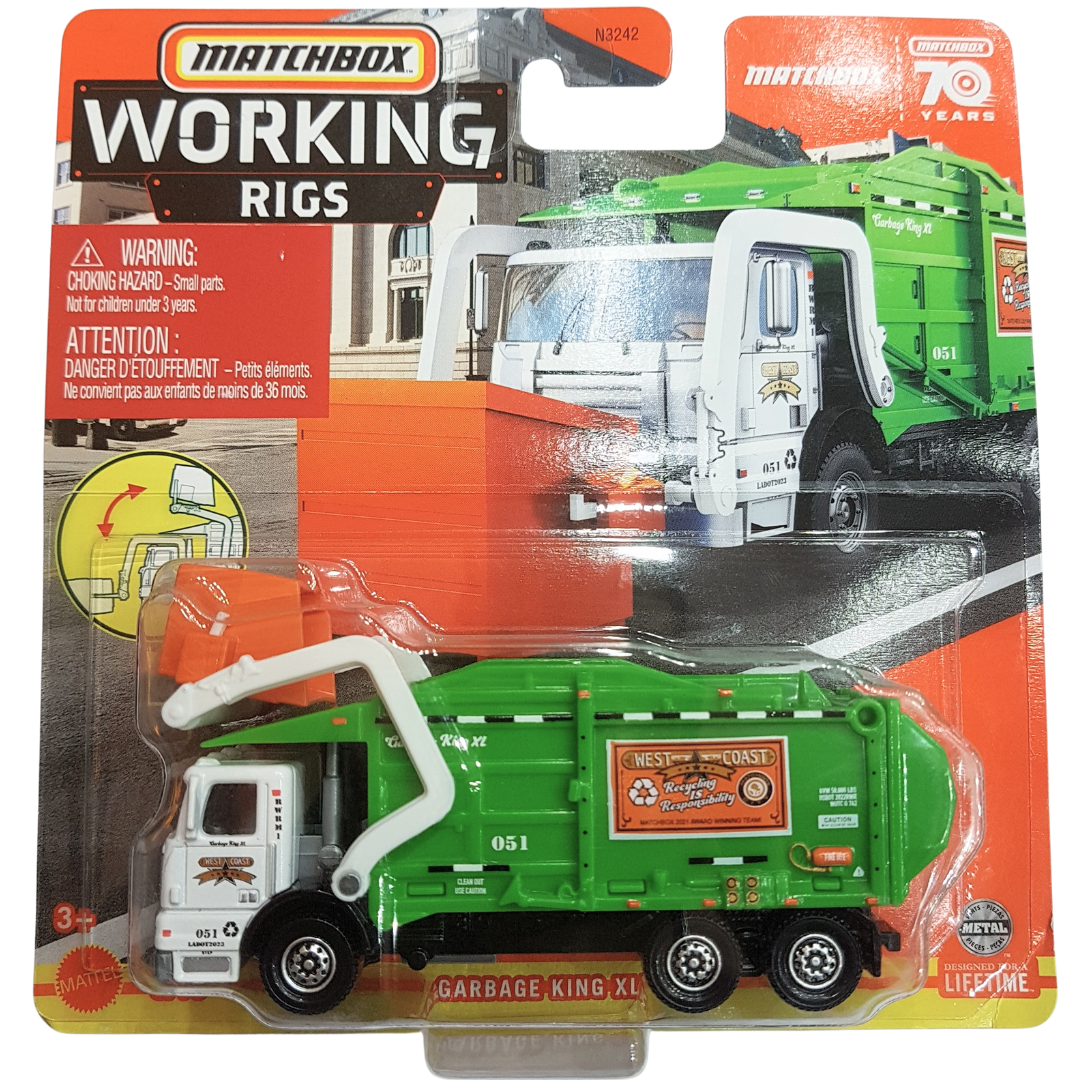 Matchbox Working Rigs Garbage King XL - Eco-Friendly Recycling Truck Toy for Kids