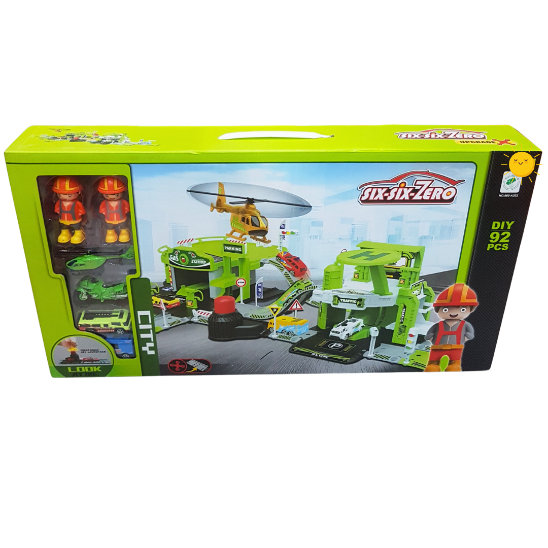 SixsixZero City Helipad Adventure Building Set - 92 Pcs DIY Construction Toy for Kids