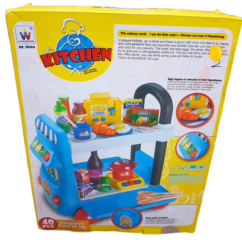 Wandertong Little Chef Kitchen Cart Playset - 40 Pieces of Culinary Exploration for Children, Ages 3+ Main image