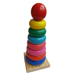 Premium Wooden Rainbow Tower: Educational Color & Size Sorting Toy for Toddlers