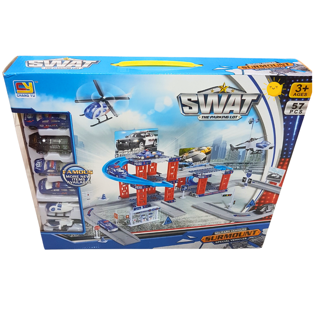 SWAT The Parking Lot Playset - 57 Pcs Police Action Adventure Set for Kids