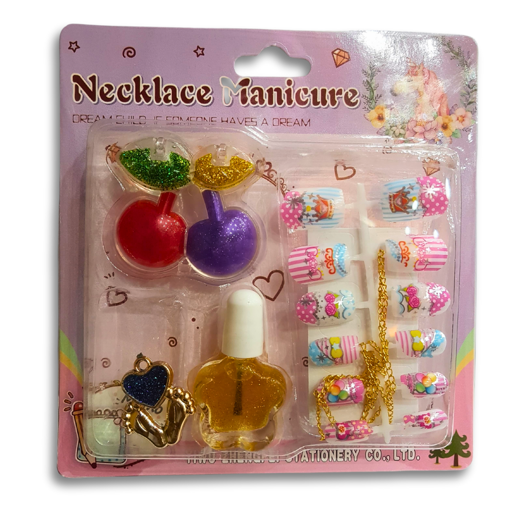 Princess Necklace Manicure Nail Art Set for Girls Ages 4+ - Sparkling DIY Nail Design Kit