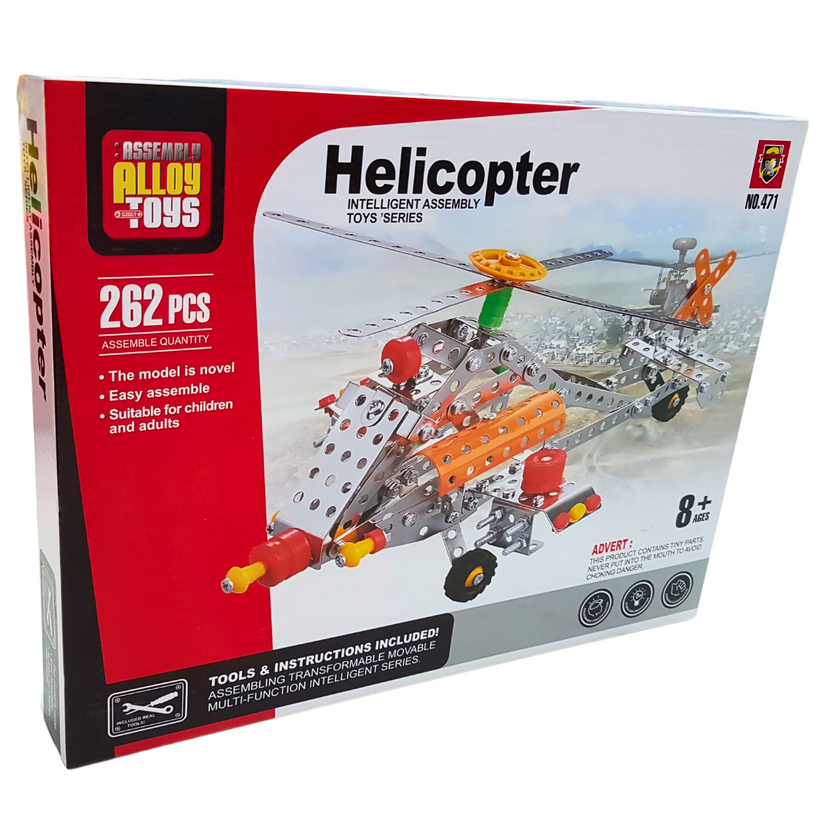 262-Piece Assembly Alloy Helicopter Toy Kit - Intelligent Building Set for Kids 8+ & Adults - Educational & Fun Main image