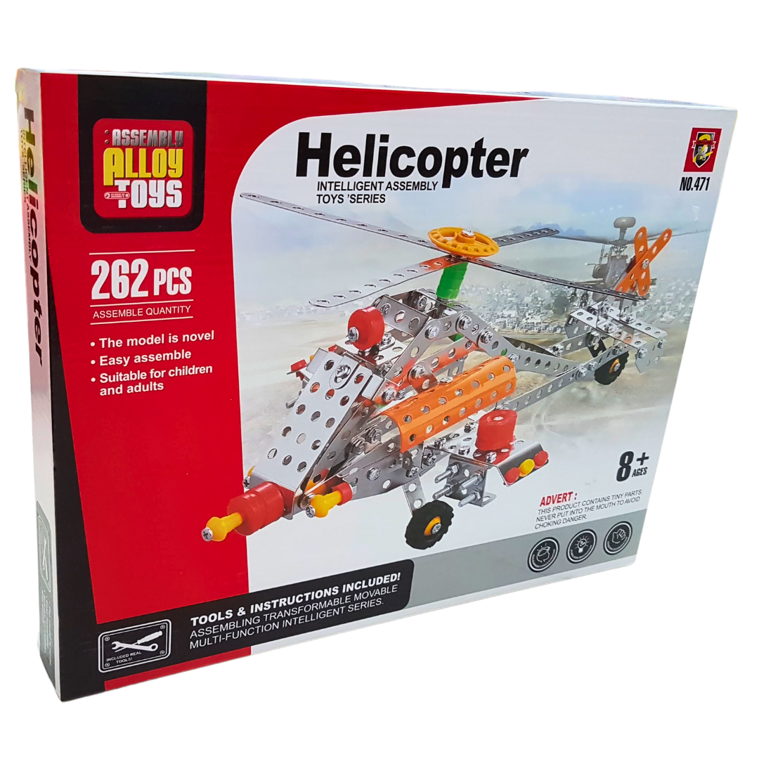 262-Piece Assembly Alloy Helicopter Toy Kit - Intelligent Building Set for Kids 8+ & Adults - Educational & Fun