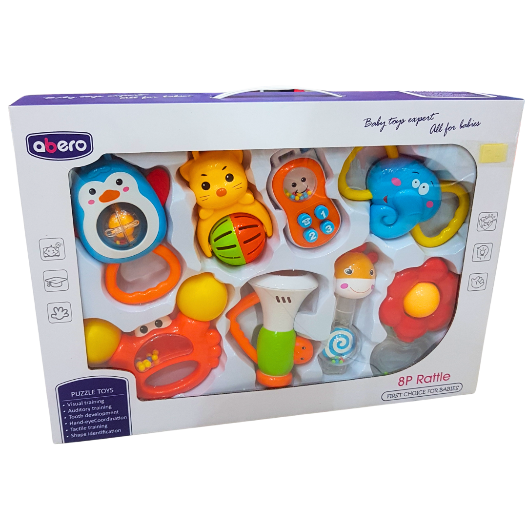 8-Piece Baby Rattle Set - Perfect for Early Development with Vibrant Colors, Shapes, Sounds, and Textures Secondary image