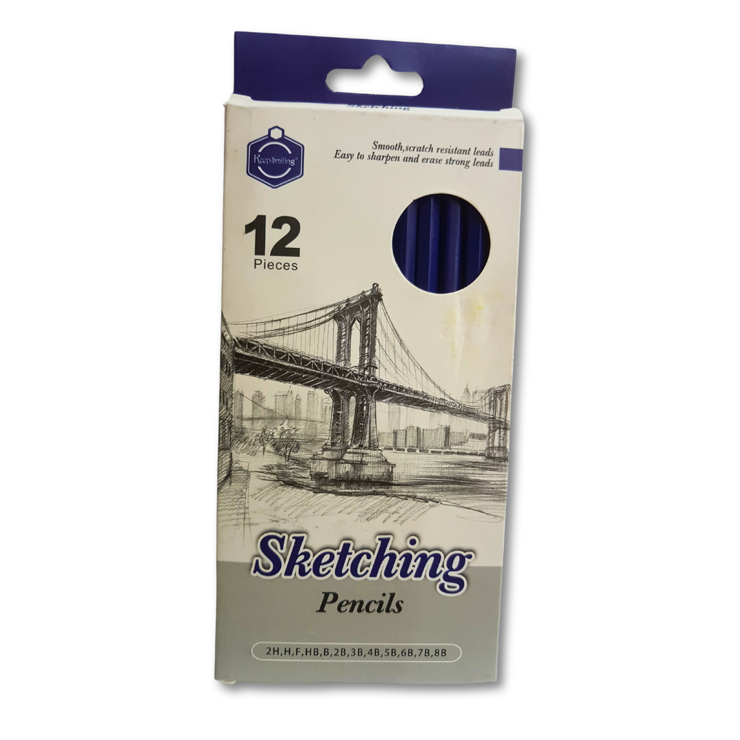 12-Piece Sketching Pencil Set - Smooth & Scratch-Resistant Leads - 2H to 8B - 175mm Length - Easy Sharpen & Erase