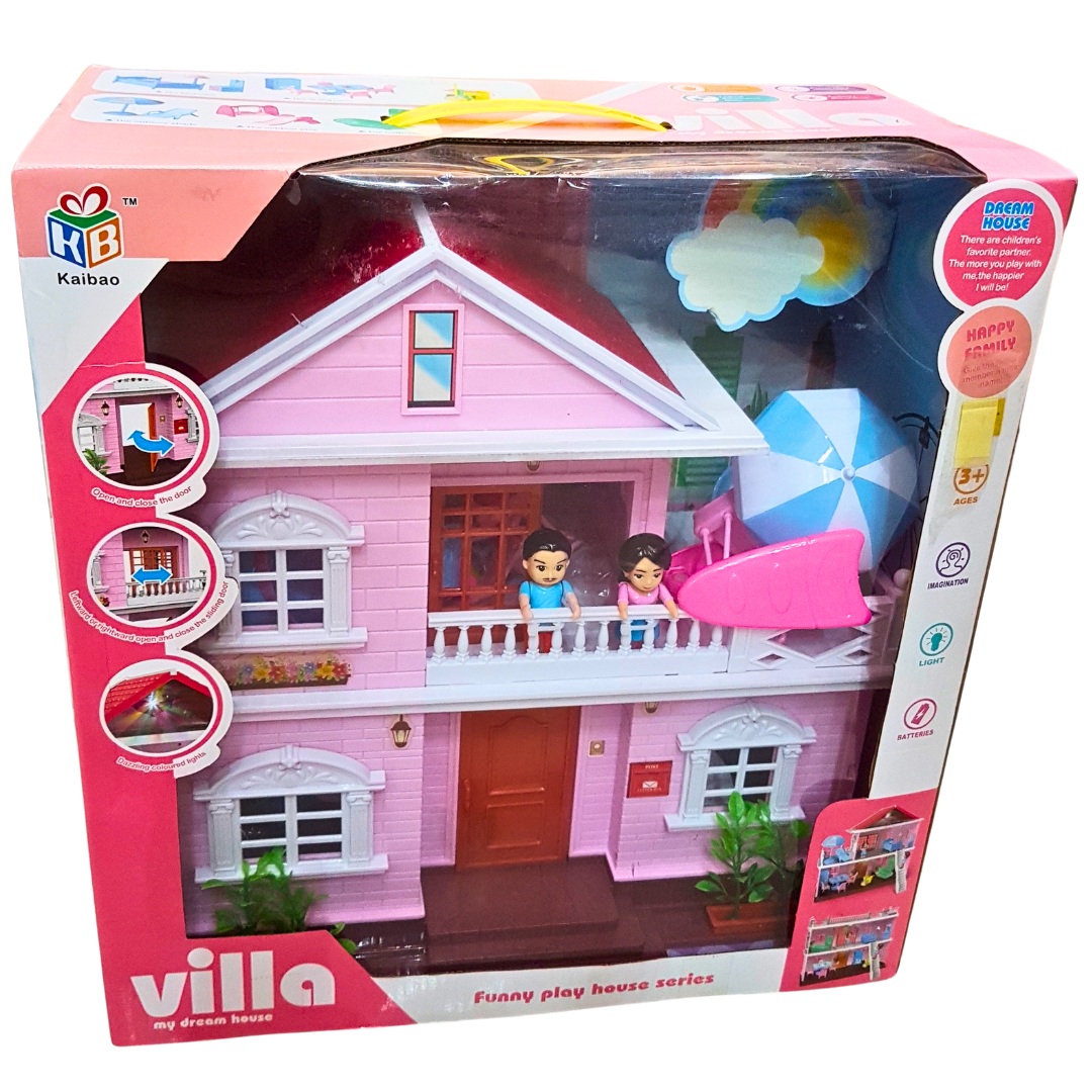 Villa My Dream House - Deluxe Doll House for Girls (Ages 3 and Up) Complete with Bedroom, Dining Room, Clean Zone, Outdoor Shade, Play Area, and Bathroom  Perfect Gift  New Arrival with Lights and Sound  Dazzling Colored Lights Included