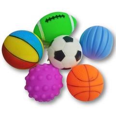 Pack of 6 colorful balls - press ball and chu chu funny sound will come out
