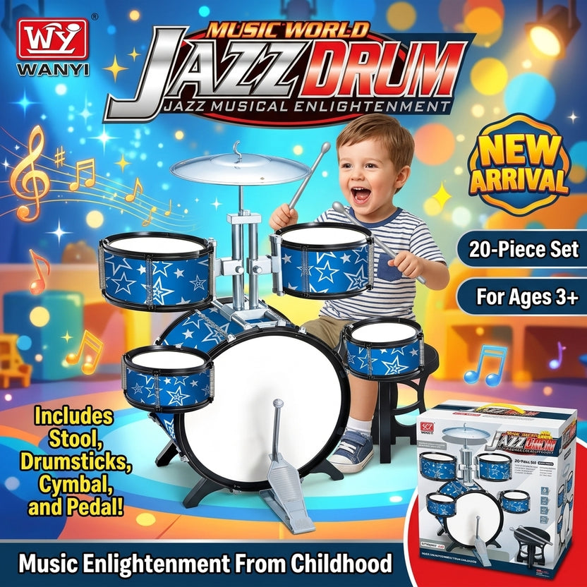 Wanyi Music World Jazz Drum – Blue 20-Piece Playset Main image