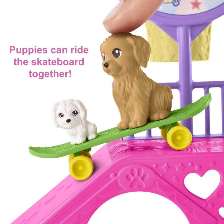 Barbie Chelsea Doll And Accessories, Skatepark Playset With 2 Puppies And 15+ Pieces