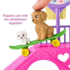 Barbie Chelsea Doll And Accessories, Skatepark Playset With 2 Puppies And 15+ Pieces